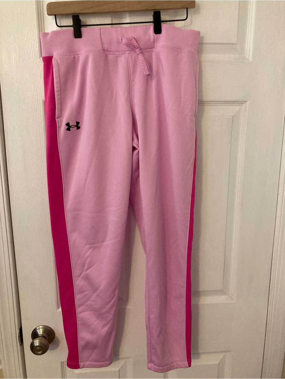 Under Armour Light Pink Joggers with Dark Pink Side Panels and Fleece Lined